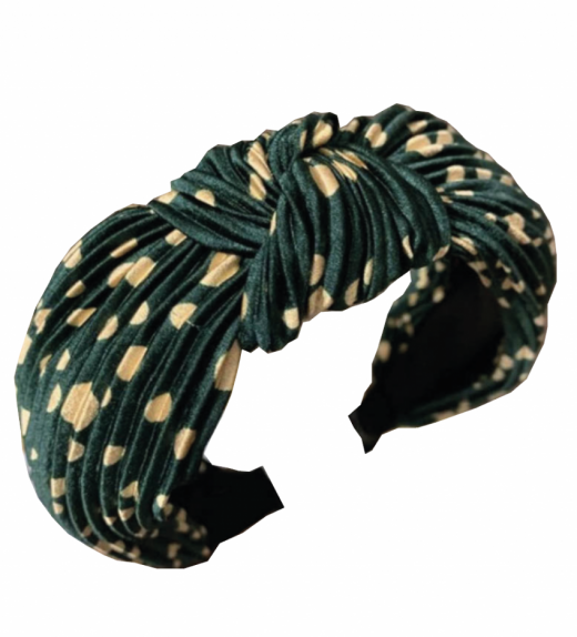 green polkadot headband