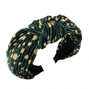 green polkadot headband