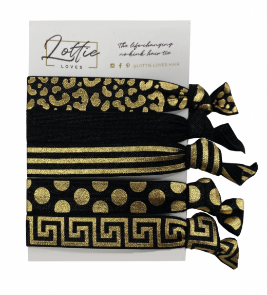 black and gold hair ties